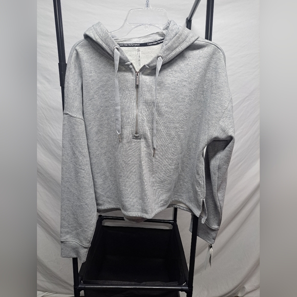 Calvin Klein Performance Half Zip Crop Top Hoodie-Large - Picture 1 of 7